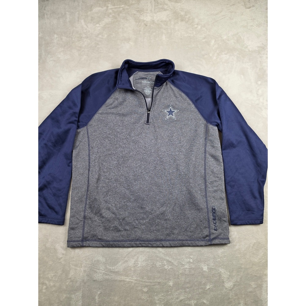 Dallas Cowboys Quarter Zip Pullover Mens XL Gray Blue Heathered Raglan Fleece‎